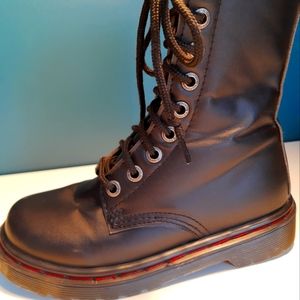 Demonia Red Stitch Faux Leather 10h Disorder-200. Size 6 (wide).